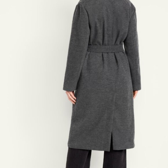 Old Navy Oversized Belted Coat Heather Gray Medium - Picture 2 of 3
